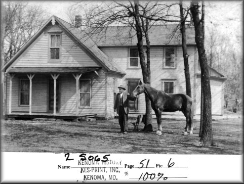 Photo of AD Morgan with his Horse Brigham in front of his Missouri home